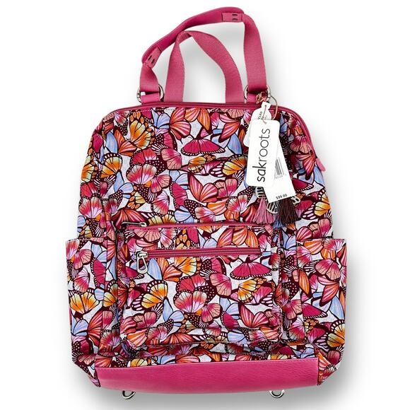 The Sak Loyola Eco Twill Backpack Mulberry Butterfly Bloom Print 10.75 X 15 - Picture 1 of 8